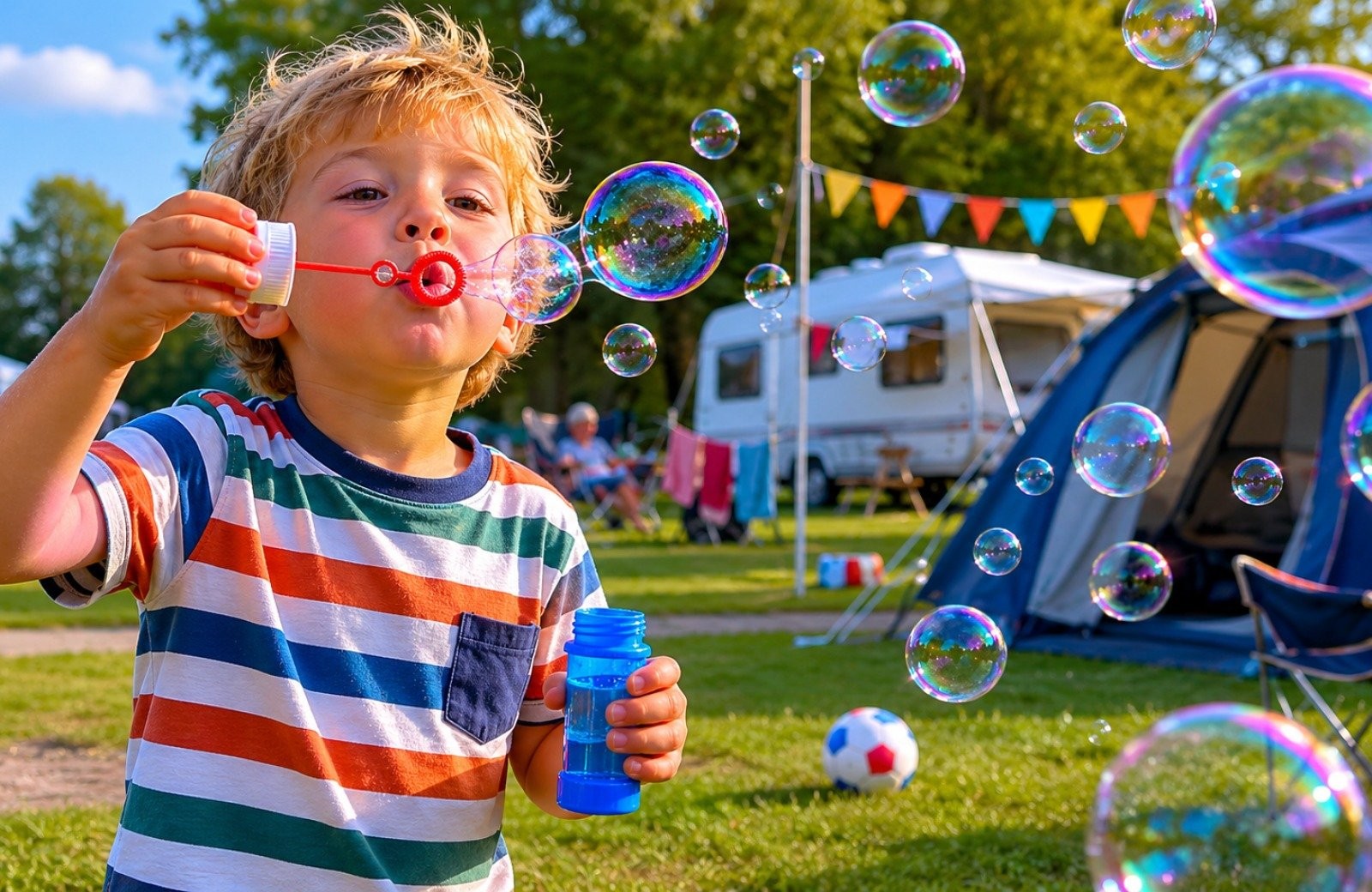 Bubble solution on camping fields